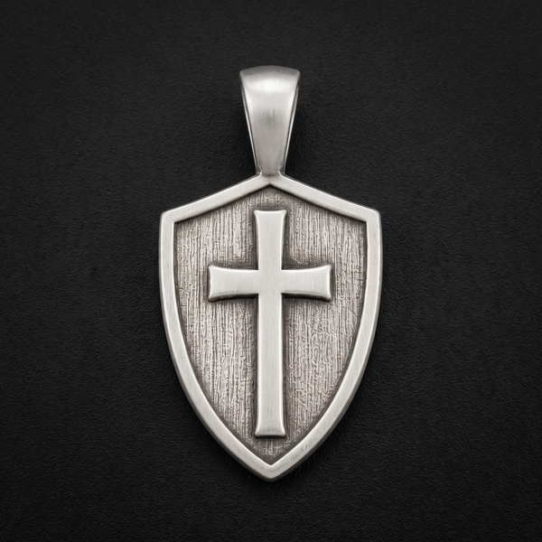 Cross & Shield pendant in 99.9% silver