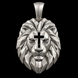 Cross & Lion pendant in 99.9% pure silver
