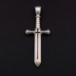 Silver Cross & Sword pendant, front, with the crossguard forming a cross