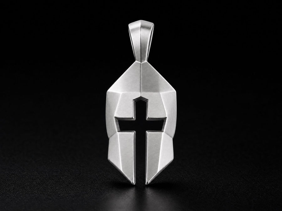 Bronze Cross and Helm pendant on dark fabric